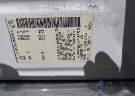 2019 Nissan Maxima 3.5 Sl from USA, damaged, VIN 1N4AA6AV8KC379755